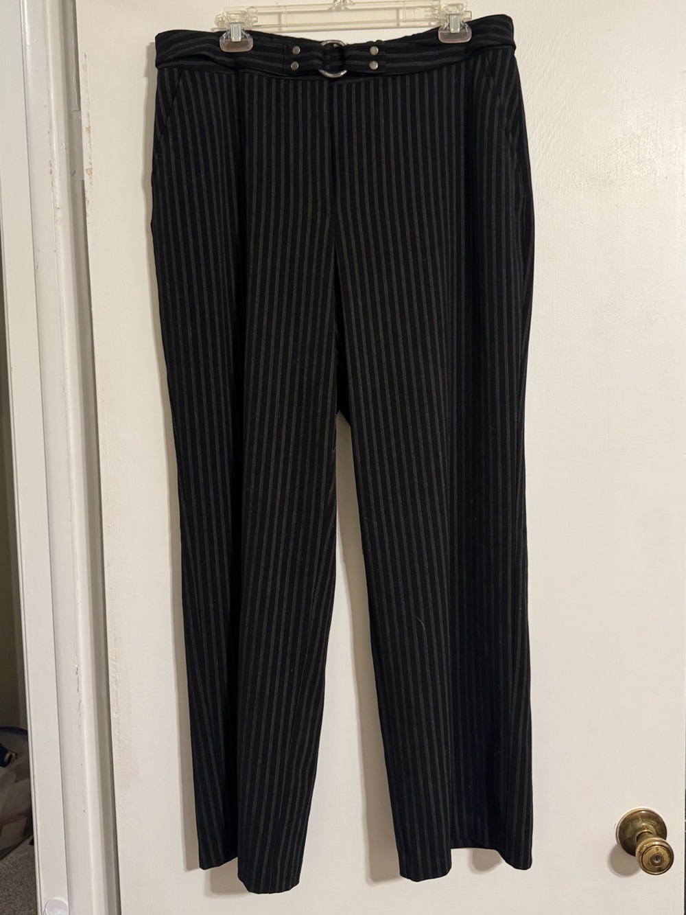 JM Collection Black Pinstripe Straight-Leg Dress Pants Petites